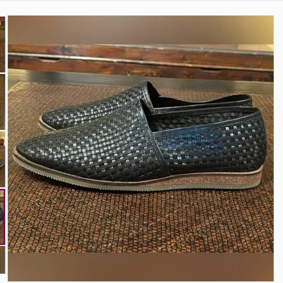 Woven Leather Loafer Slip-On Shoe Cork Sole Black Size 10 US /UK 9 /EU 43 main image 11